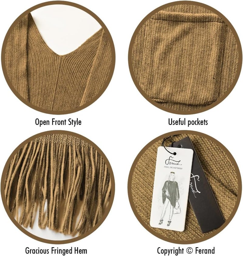 Ferand Shawl Wraps for Women, Cozy Lightweight Poncho Cape with Pockets, Warm for Fall Winter Travel - Image 4